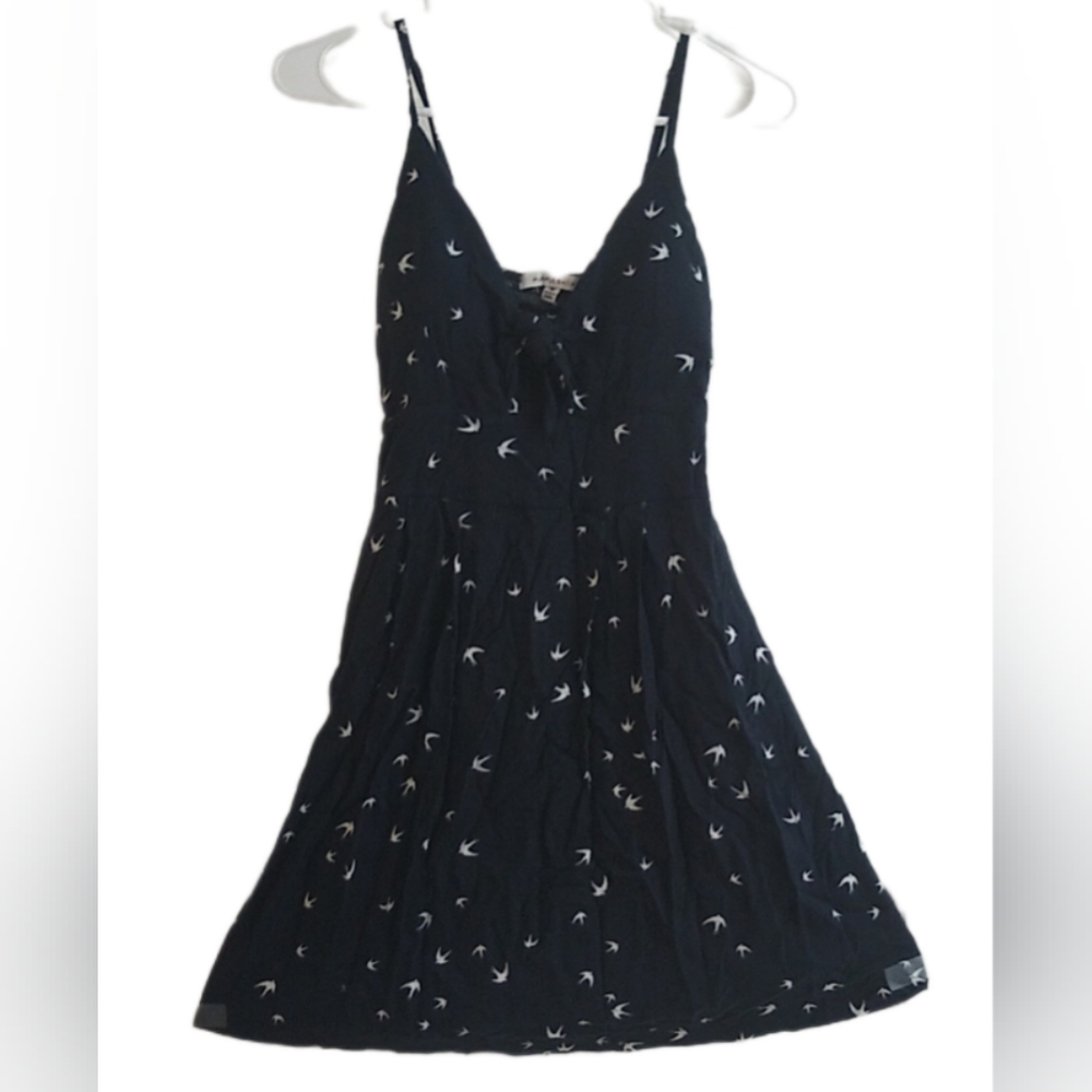 Purple Snow, Medium, spaghetti strap, thigh length, Navy Blue Dress with Breast